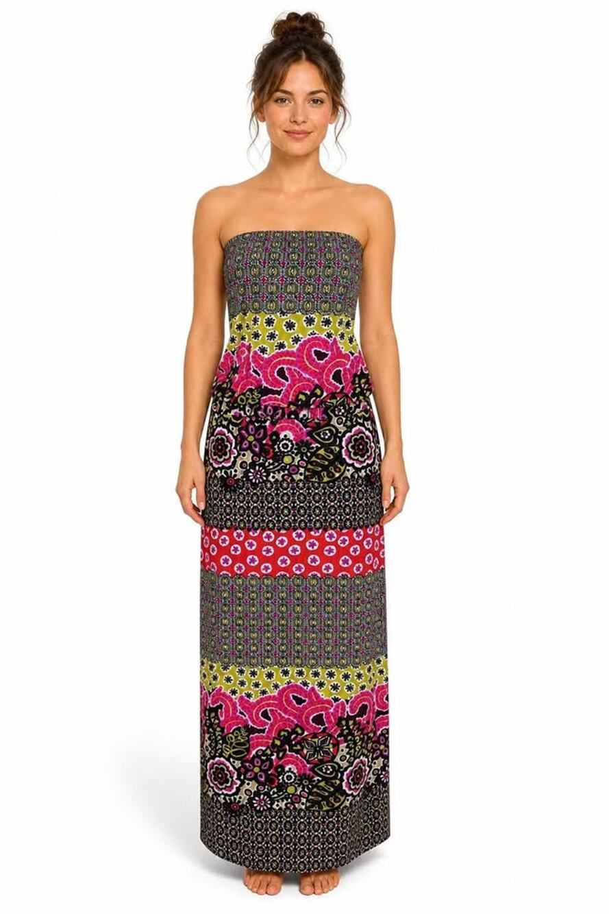 Anthropologie Uncle Frank Small Strapless Drop Waist Boho Maxi Dress